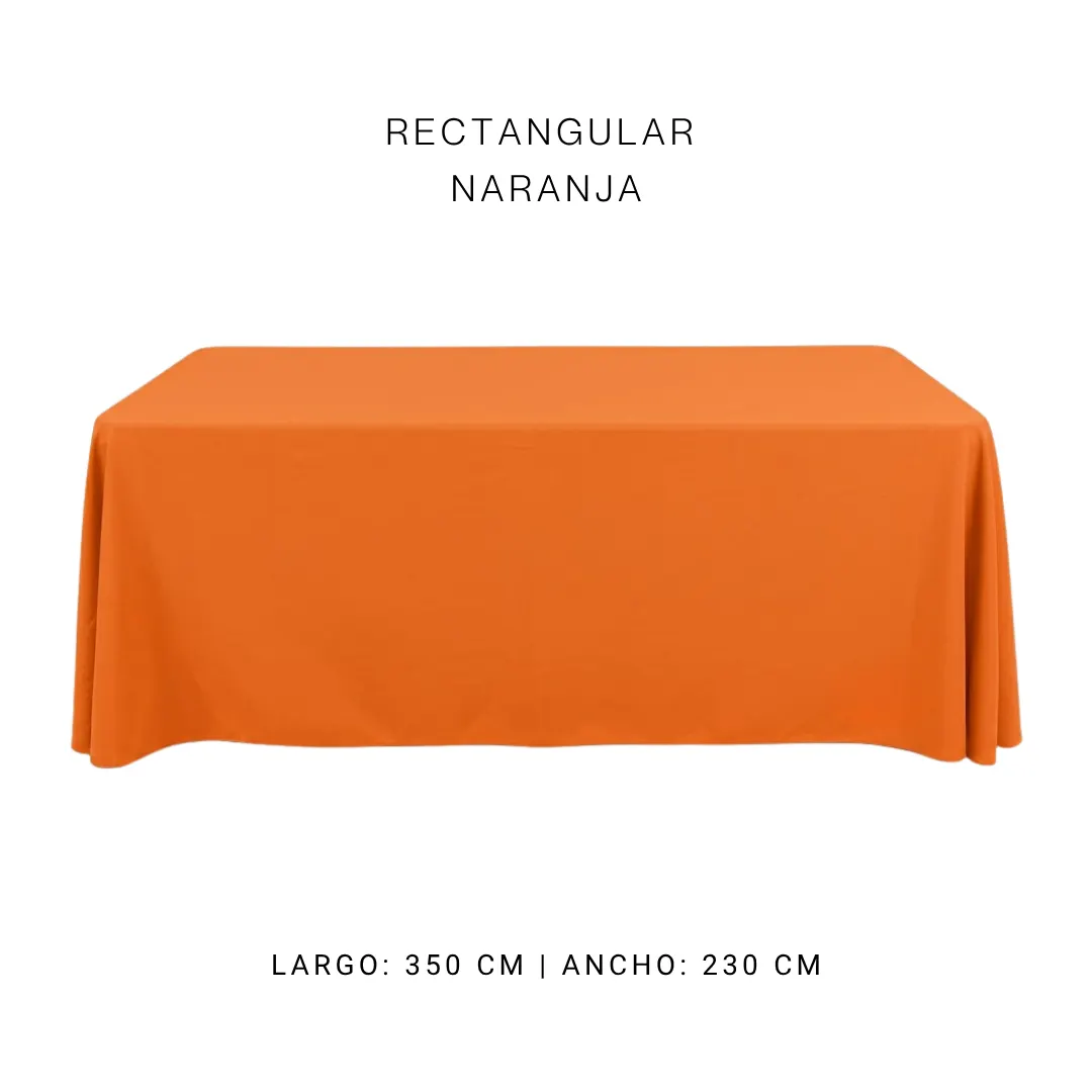 Mantel faldón naranja — alquiler en Bogotá