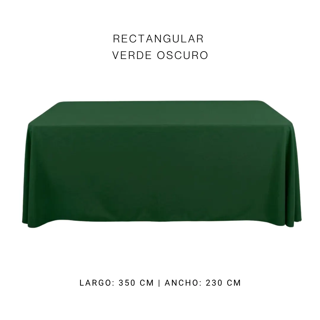 Mantel faldón verde oscuro — alquiler en Bogotá