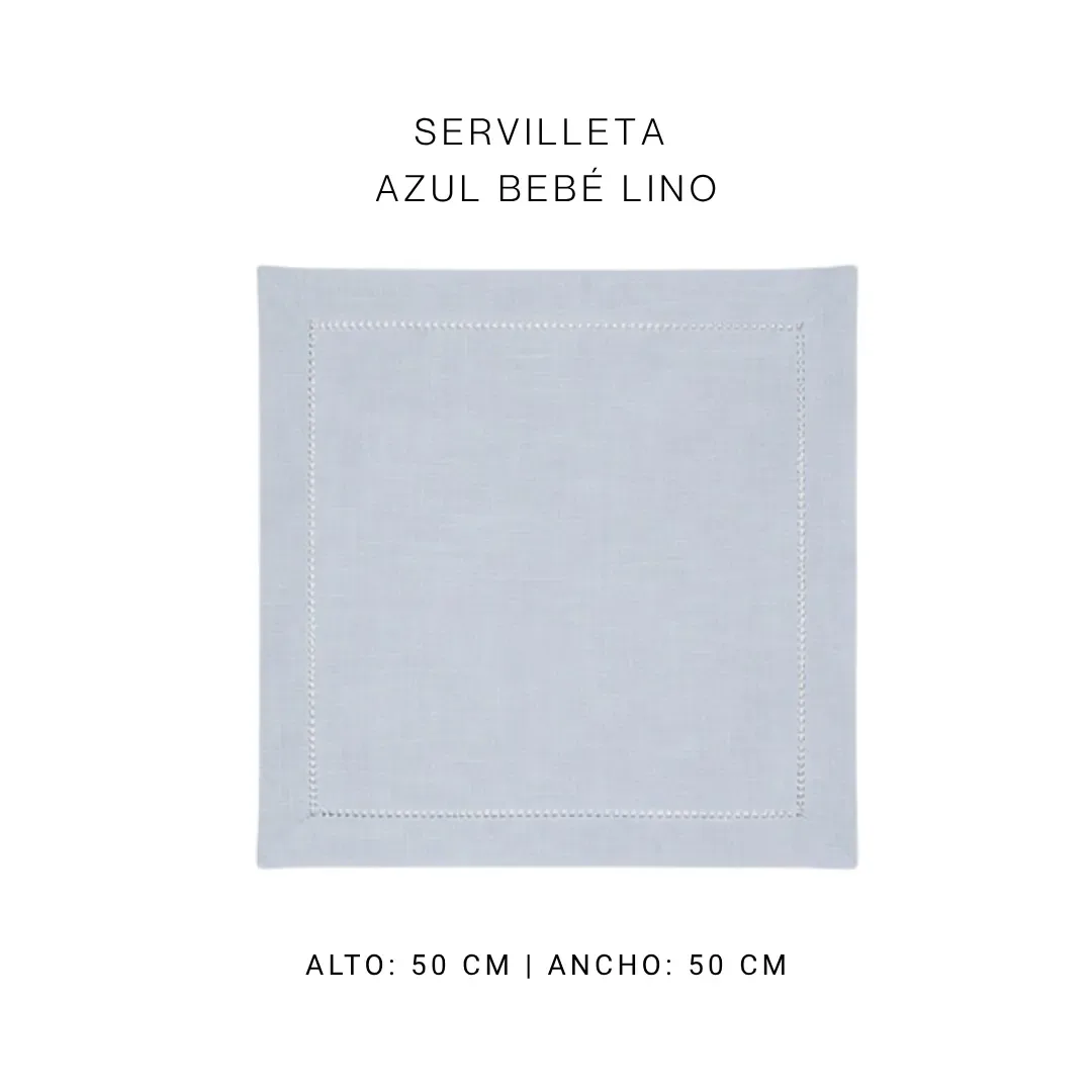 Servilleta azul bebe lino — alquiler en Bogotá