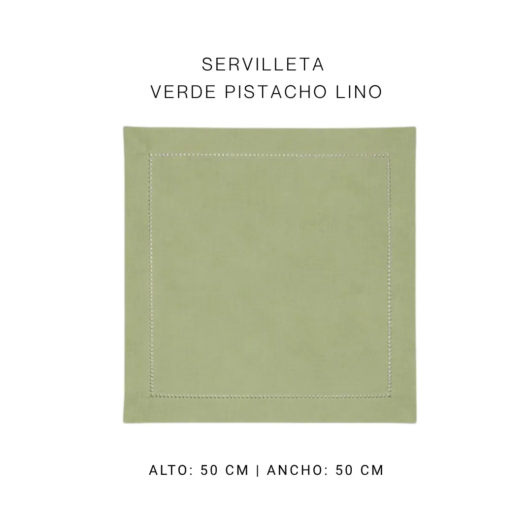 Servilleta verde pistacho lino — alquiler en Bogotá