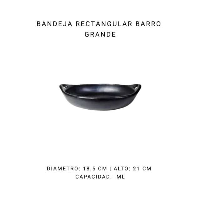 Bandeja rectangular barro grande