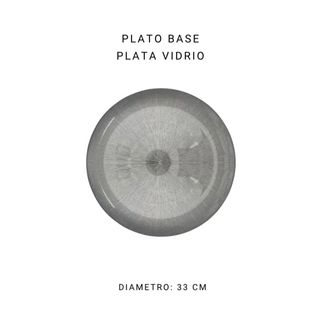 Plato base plata vidrio 33 cm