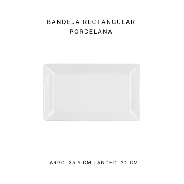 Bandeja rectangular porcelana