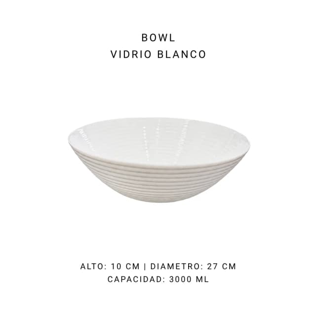 Bowl blanco vidrio (27 cm)