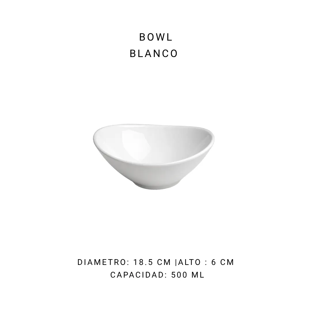 Bowl blanco 19 cm (365 - 605 ml) — alquiler en Bogotá