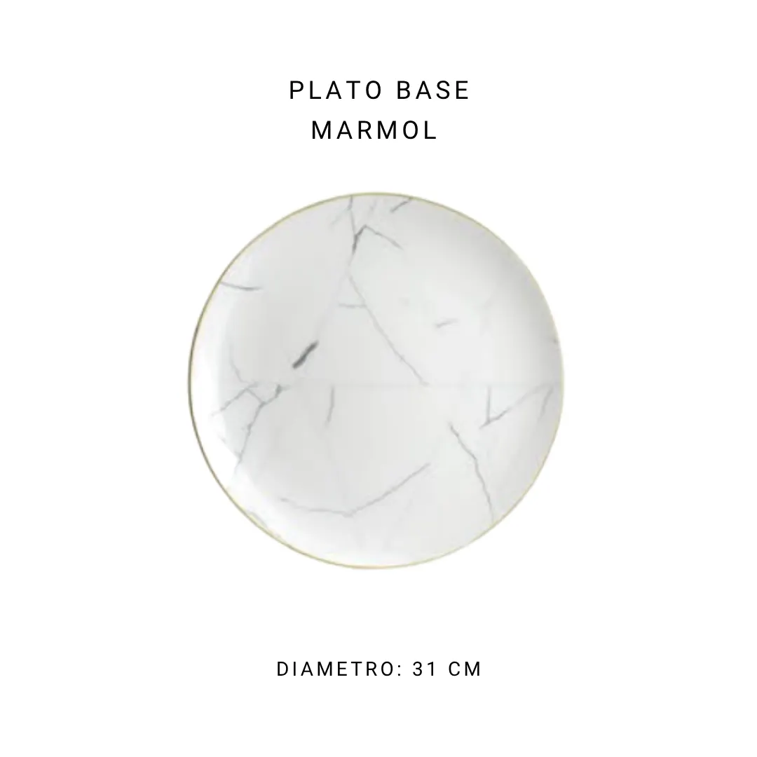 Plato base mármol 30.5 cm — alquiler en Bogotá