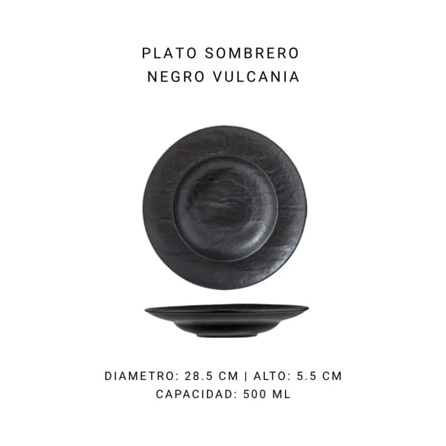 Plato sombrero negro Vulcania 28,5 cm (550 ml)