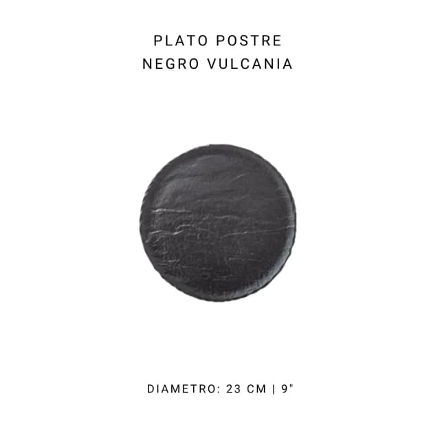 Plato postre negro Vulcania de 23 cm
