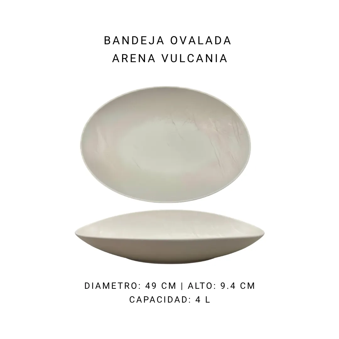 Bandeja ovalada arena Vulcania — alquiler en Bogotá
