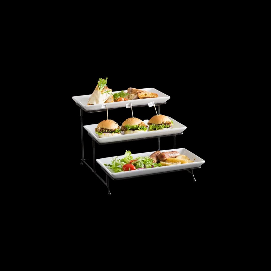Bandeja rectangular 3 niveles — alquiler en Bogotá