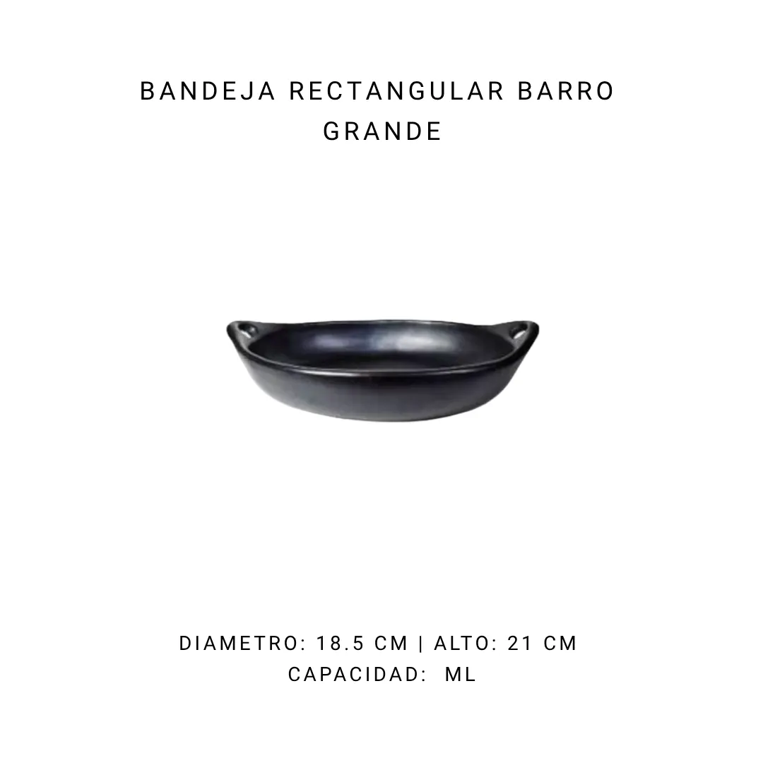 Bandeja rectangular barro grande — alquiler en Bogotá
