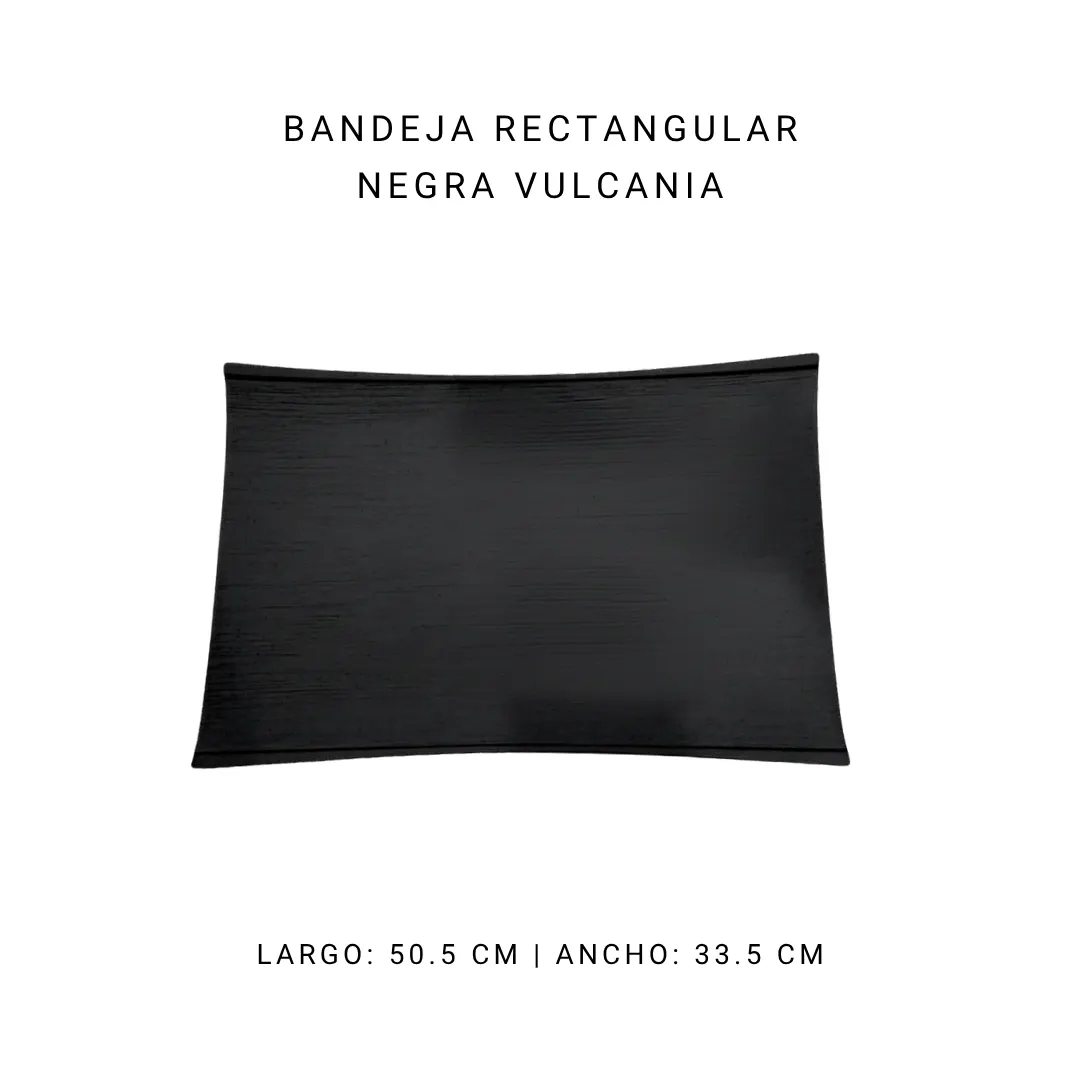 Bandeja rectangular negro Vulcania — alquiler en Bogotá