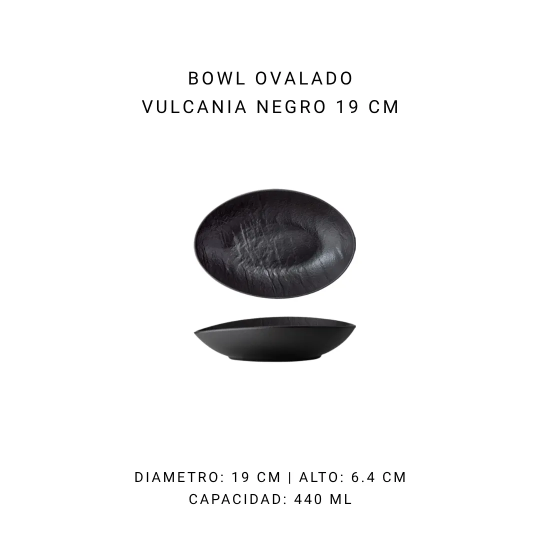 Bowl ovalado negro Vulcania 19 cm - 440 ml — alquiler en Bogotá