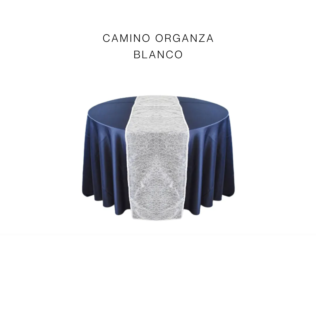 Camino organza blanco — alquiler en Bogotá