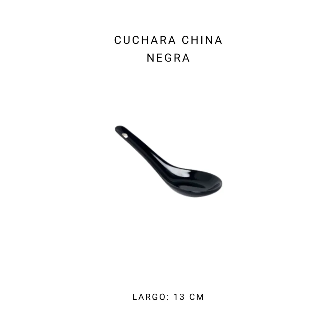 Cuchara china porcelana negra — alquiler en Bogotá