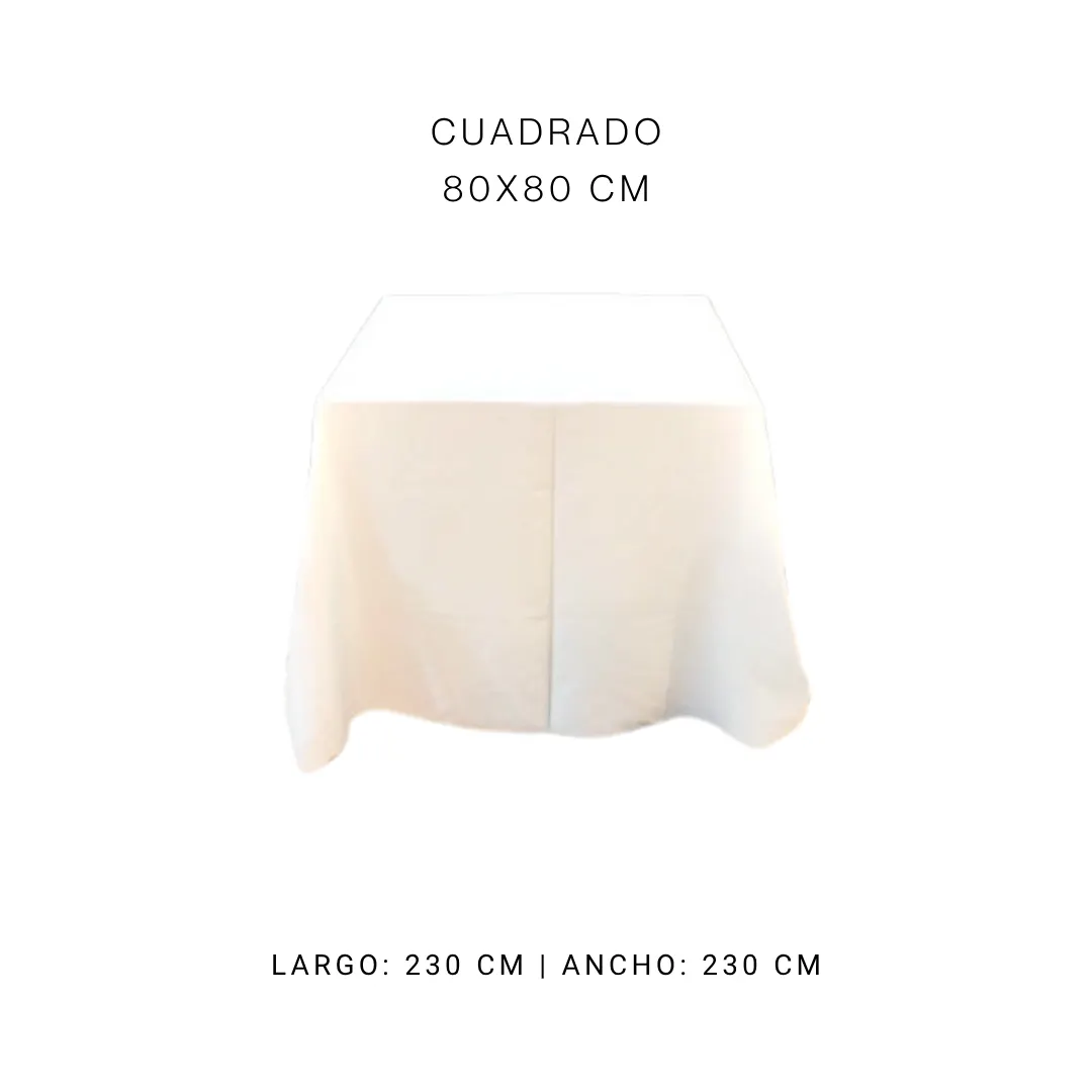 Mantel cuadrado 80x80 cm — alquiler en Bogotá