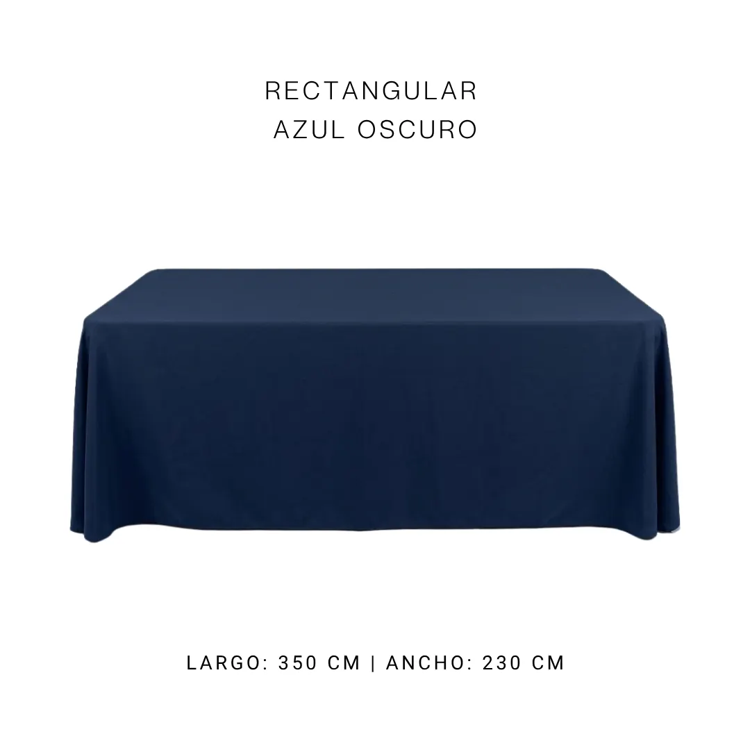 Mantel faldon azul oscuro — alquiler en Bogotá