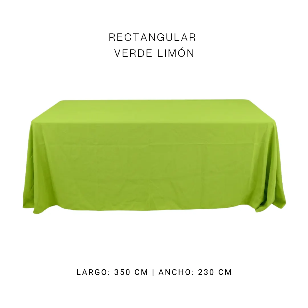 Mantel faldon verde limón — alquiler en Bogotá