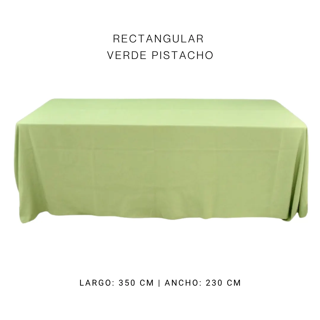 Mantel faldon verde pistacho — alquiler en Bogotá