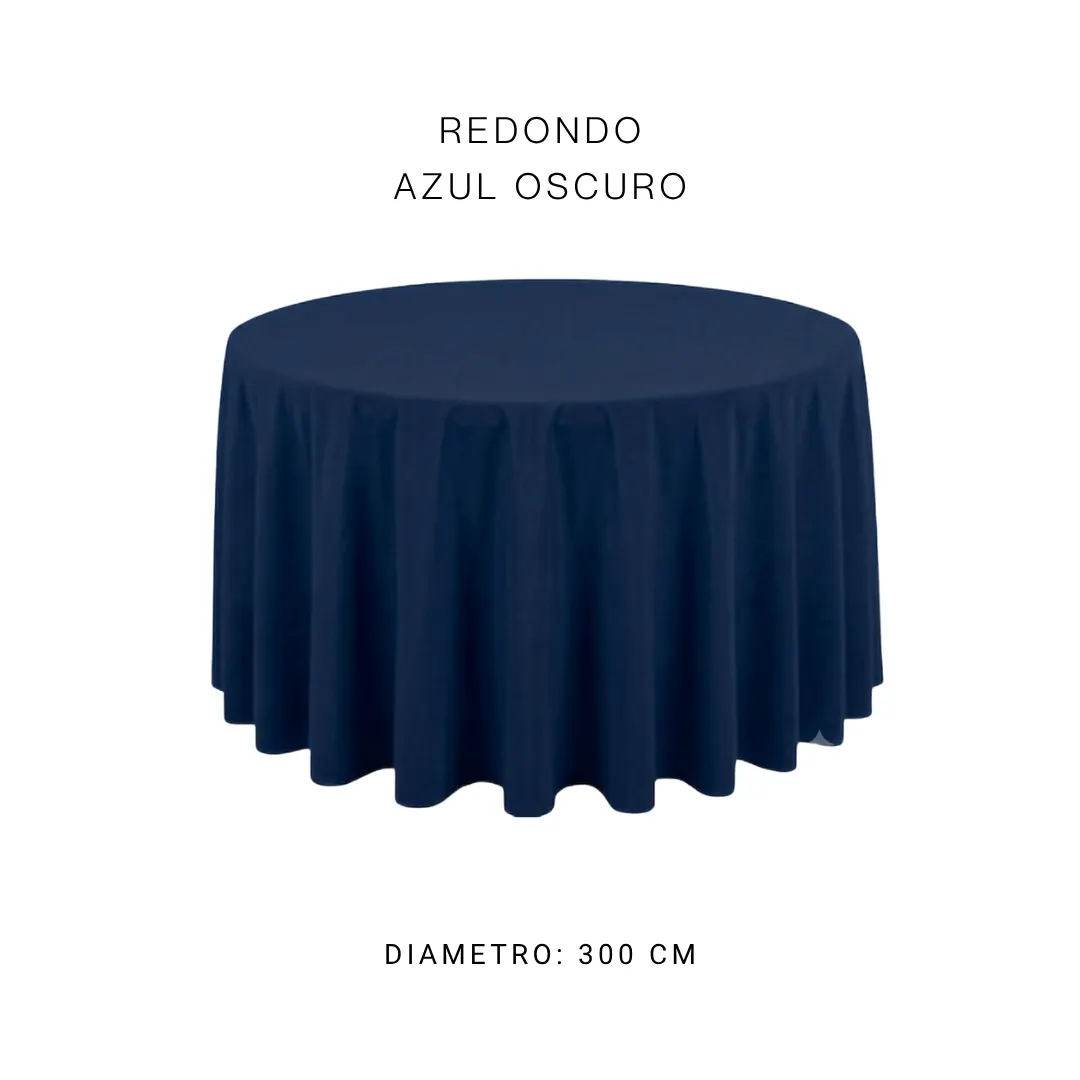 Mantel redondo azul oscuro — alquiler en Bogotá