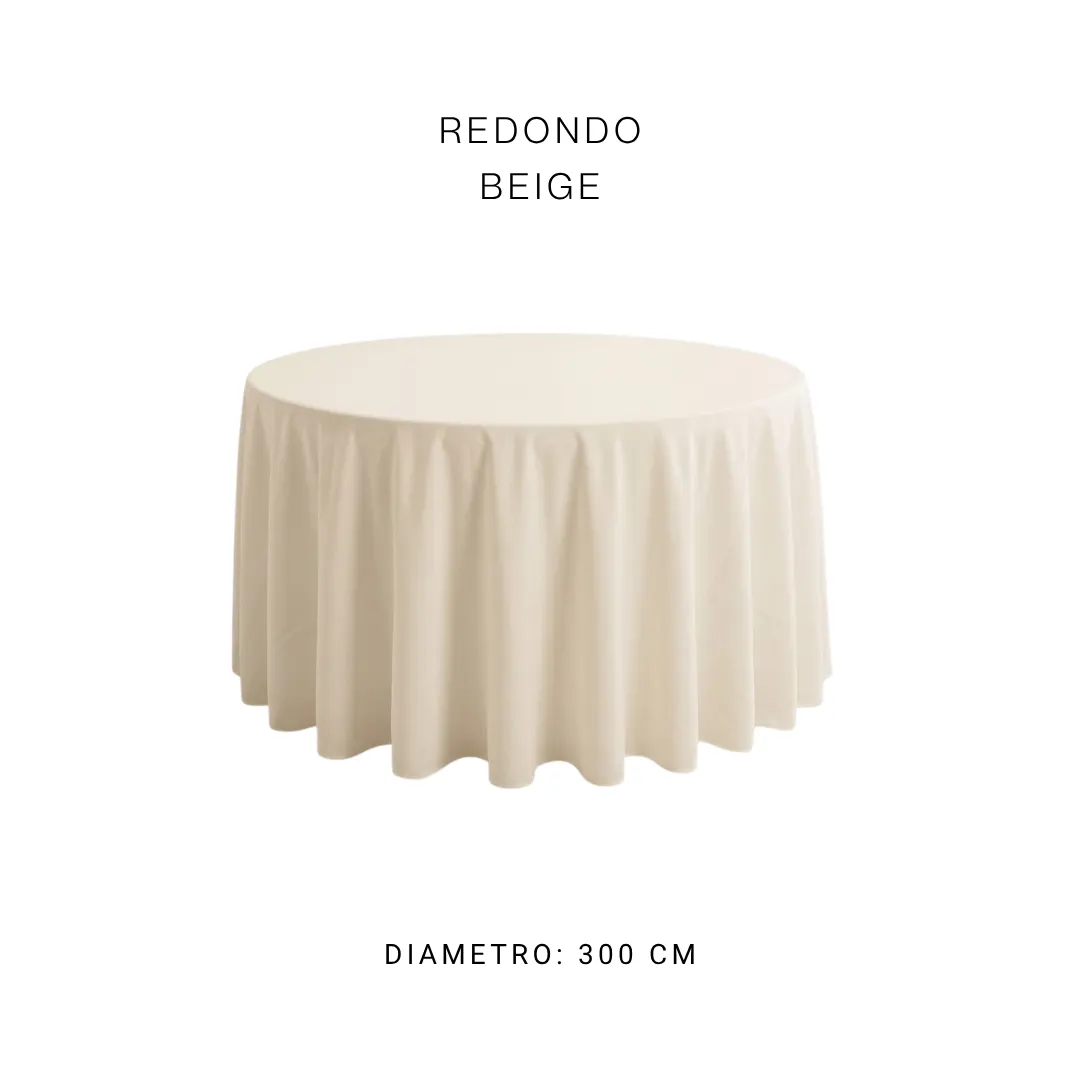 Mantel redondo beige — alquiler en Bogotá