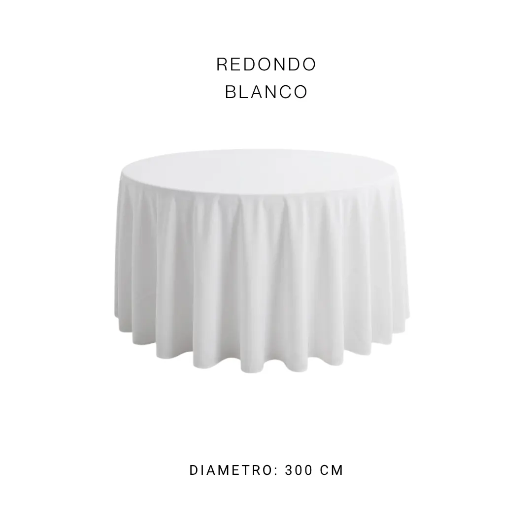 Mantel redondo blanco — alquiler en Bogotá