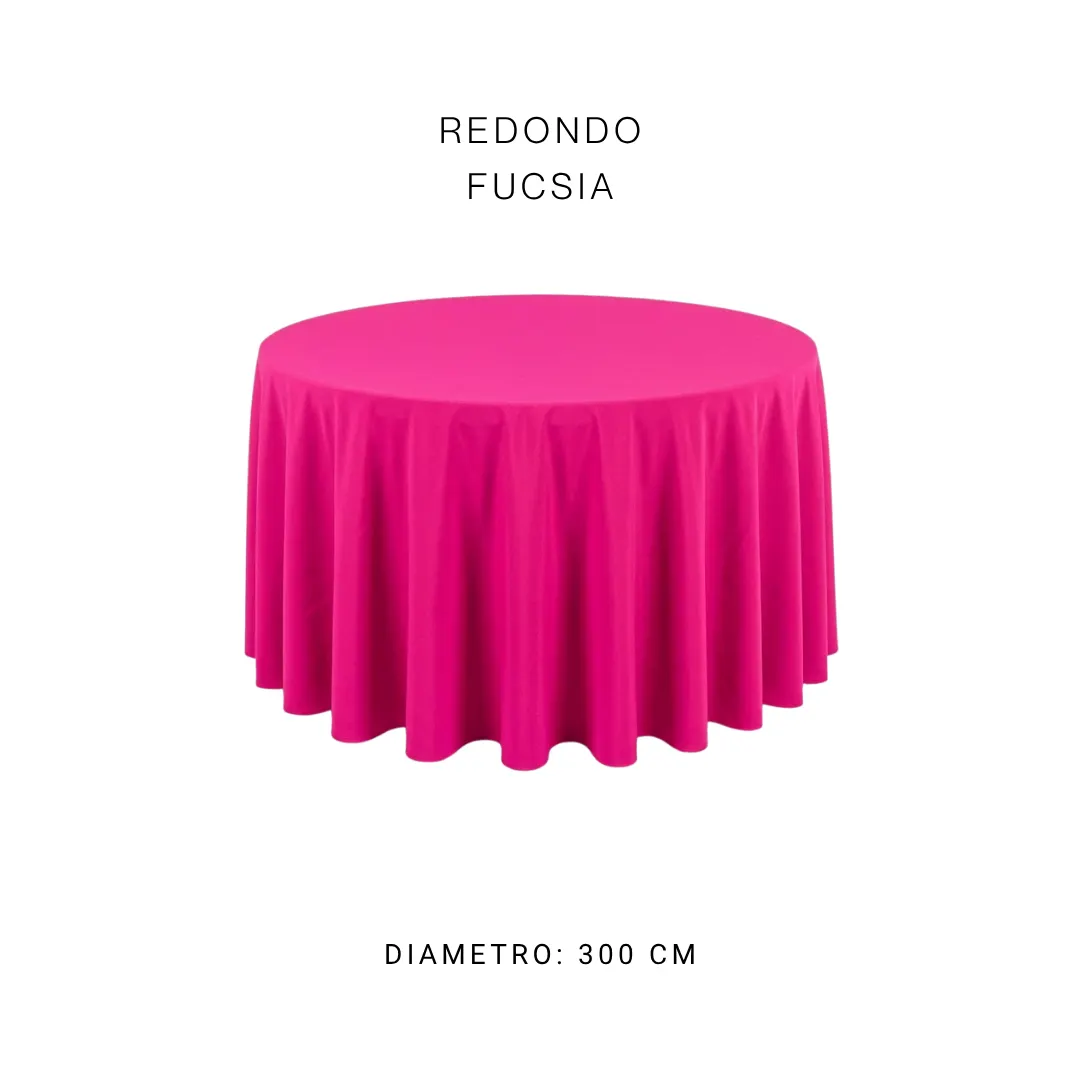 Mantel redondo fucsia — alquiler en Bogotá