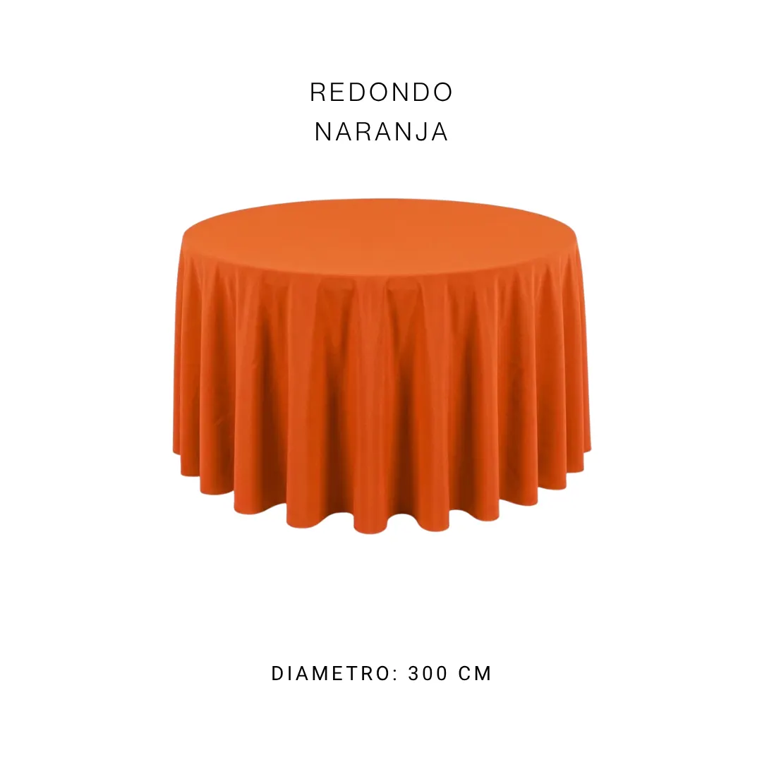 Mantel redondo naranja — alquiler en Bogotá