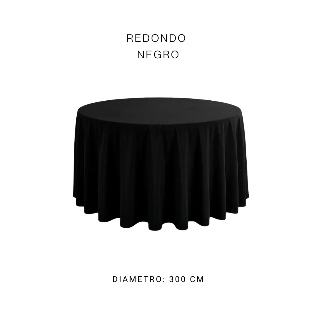 Mantel redondo negro — alquiler en Bogotá