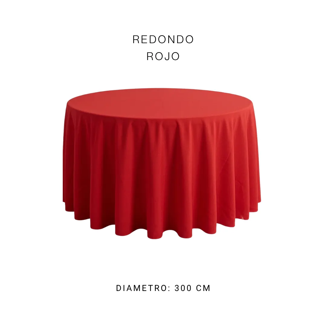 Mantel redondo rojo — alquiler en Bogotá