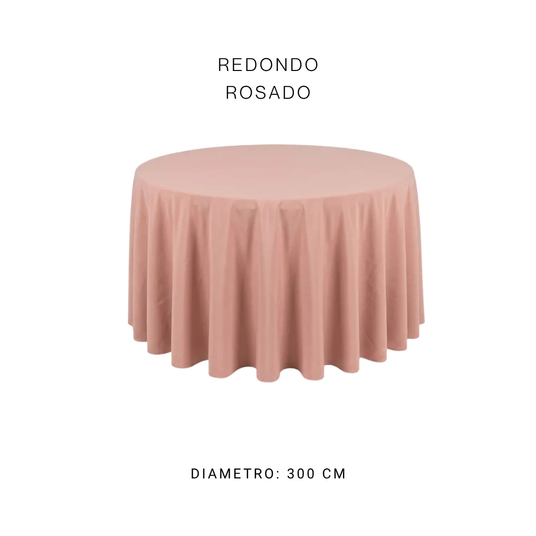 Mantel redondo rosa — alquiler en Bogotá