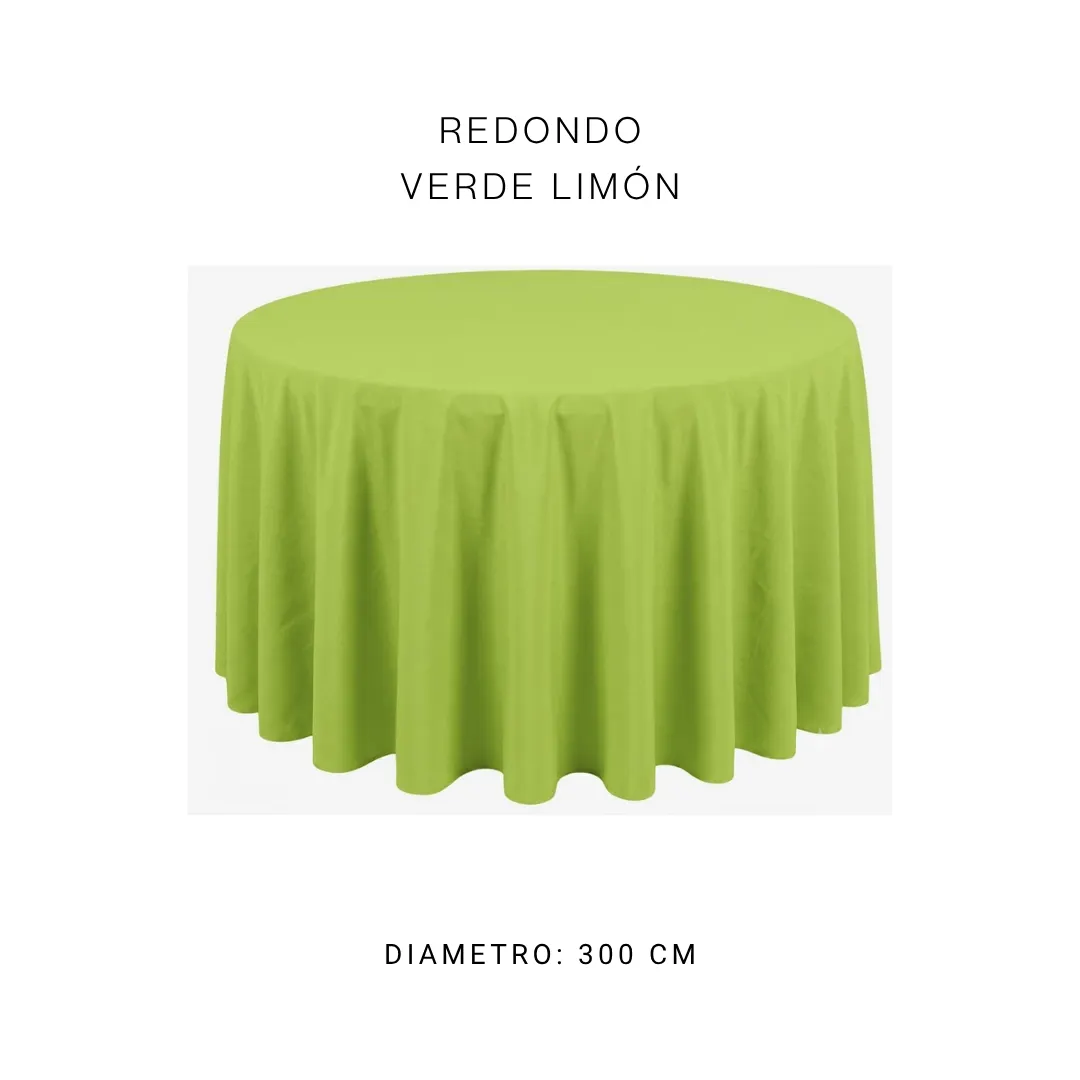 Mantel redondo verde limón — alquiler en Bogotá