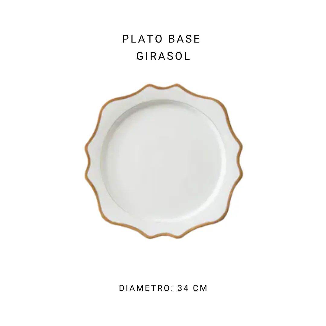 Plato base girasol 33 cm — alquiler en Bogotá