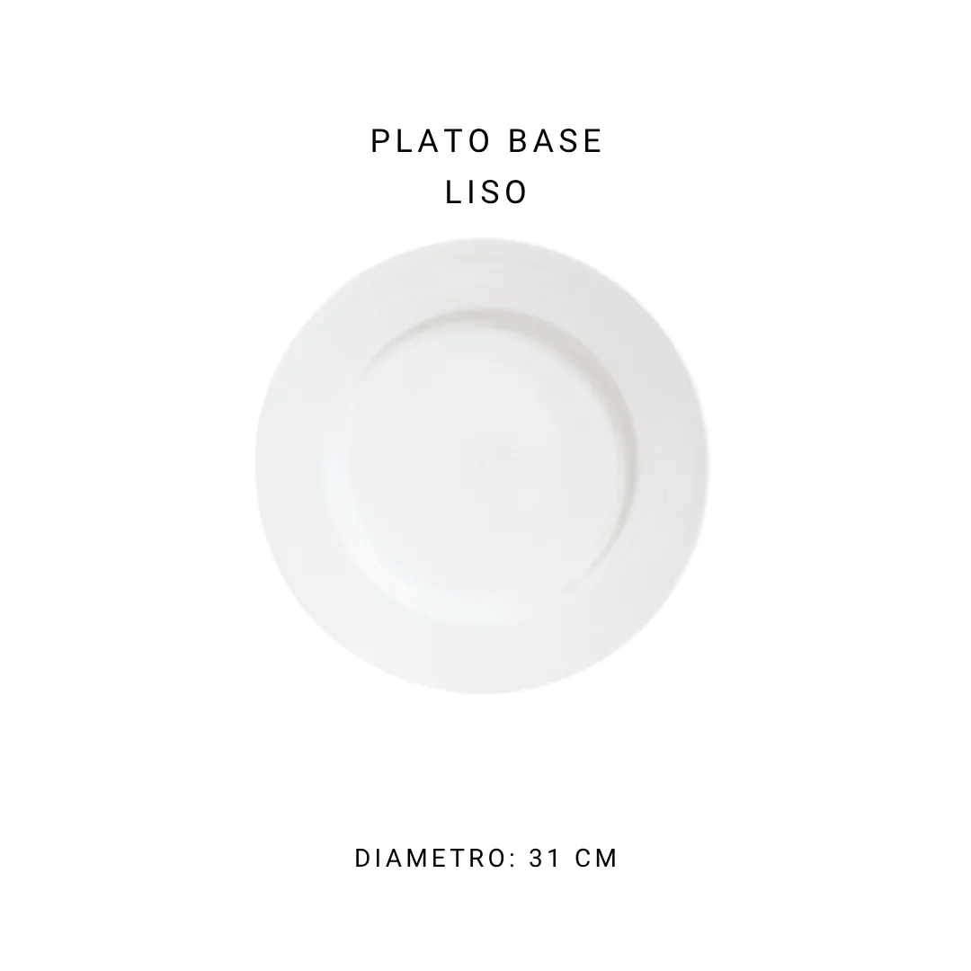Plato base liso 31 cm — alquiler en Bogotá