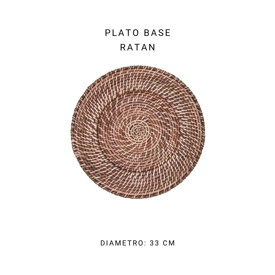 Plato base rattan 33 cm — alquiler en Bogotá