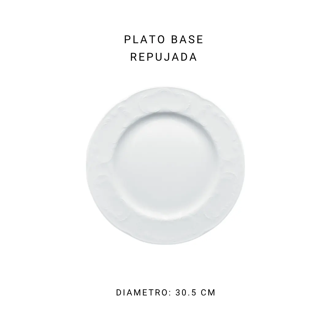Plato base repujada 31 cm — alquiler en Bogotá