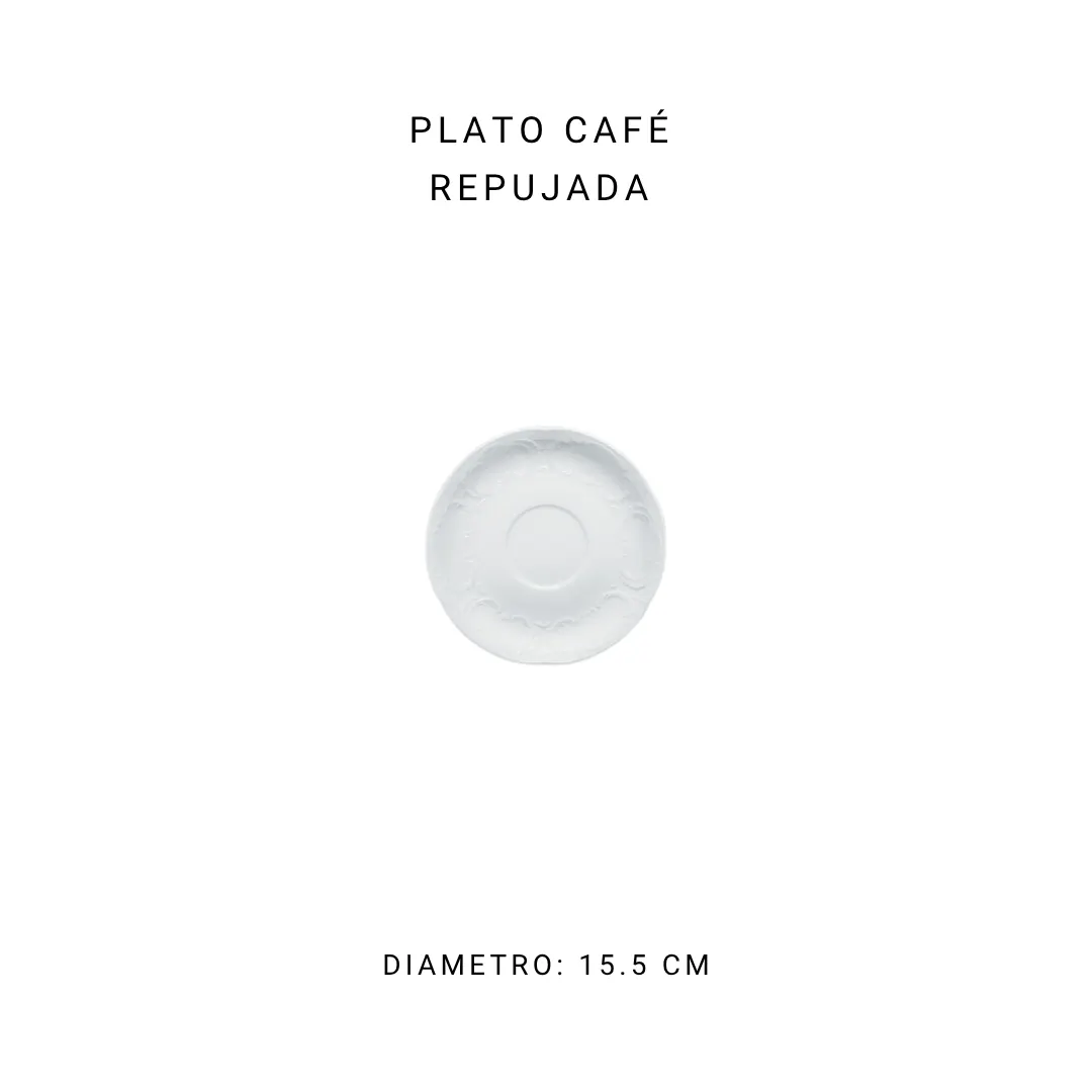 Plato cafe repujada 15 cm — alquiler en Bogotá