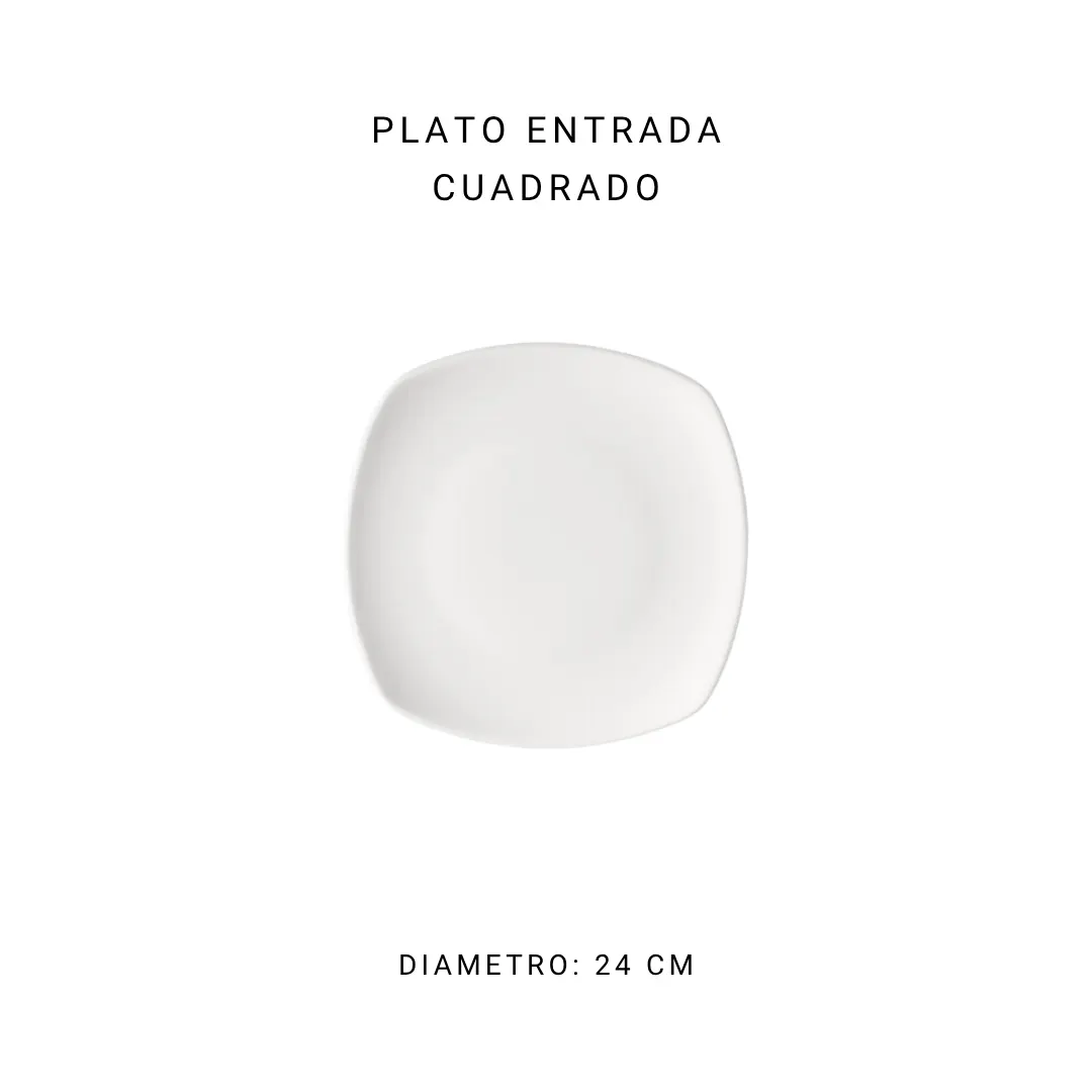 Plato entrada cuadrado 25 cm — alquiler en Bogotá