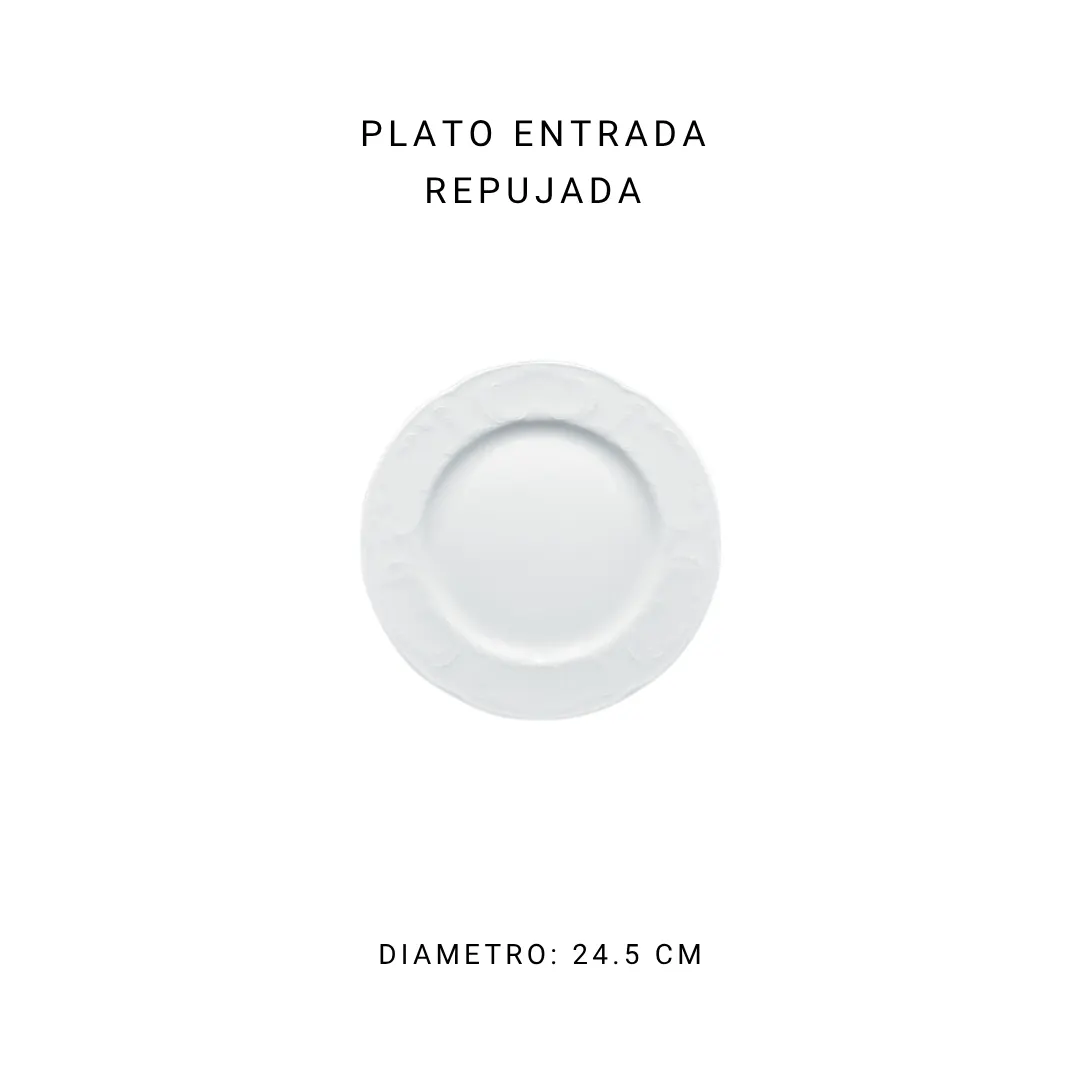 Plato entrada repujada 22.5 cm — alquiler en Bogotá