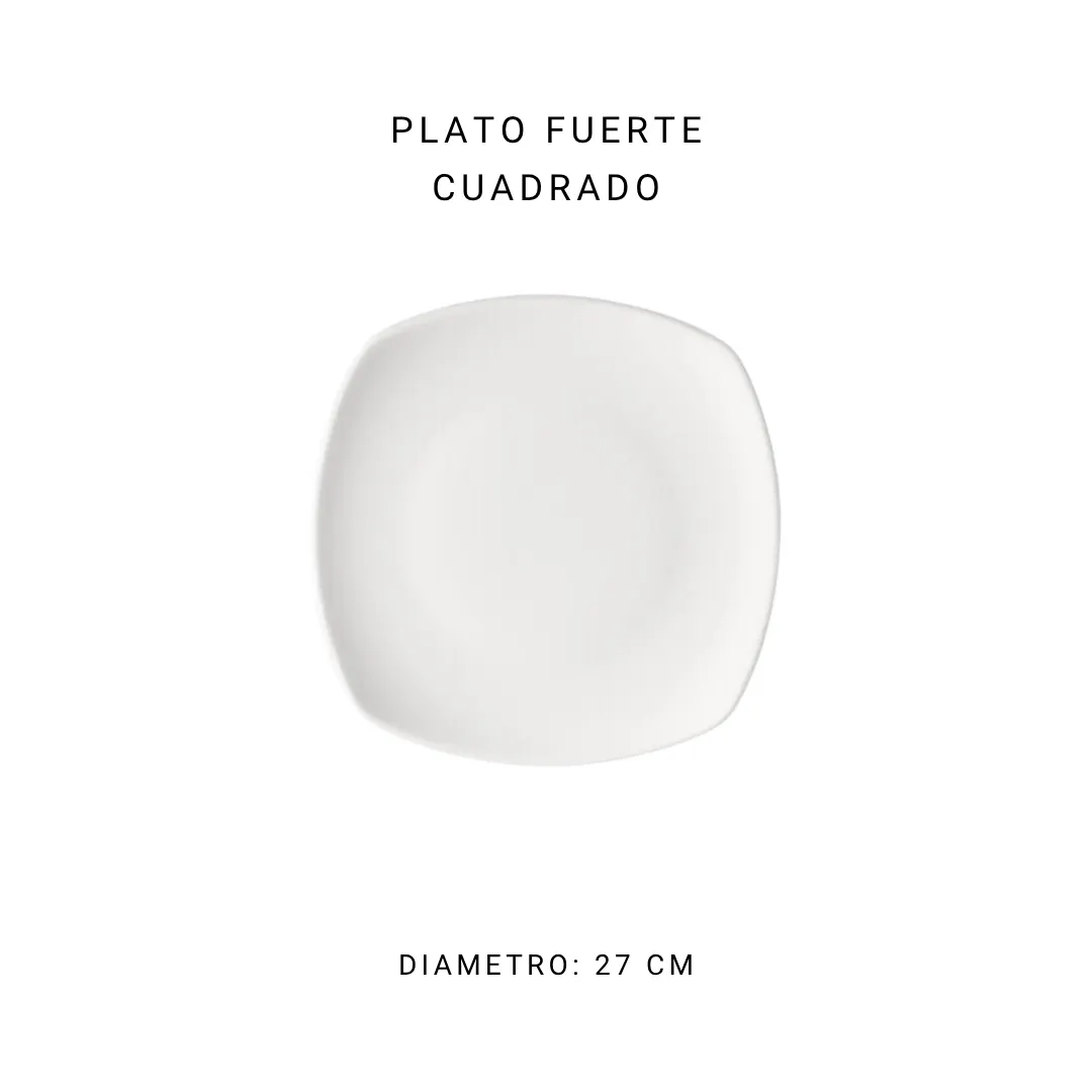 Plato fuerte cuadrado 27 cm — alquiler en Bogotá