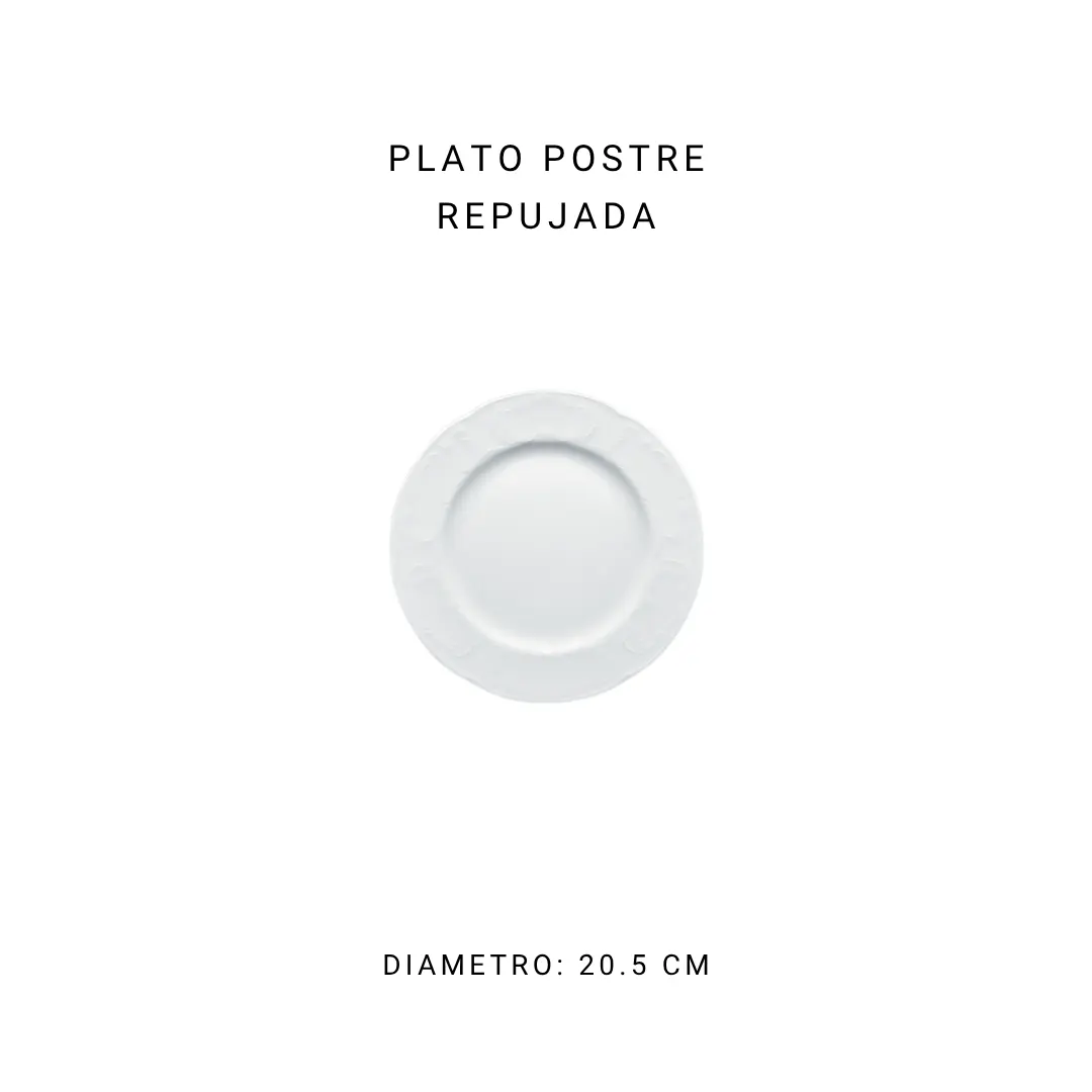 Plato postre repujada 19 cm — alquiler en Bogotá