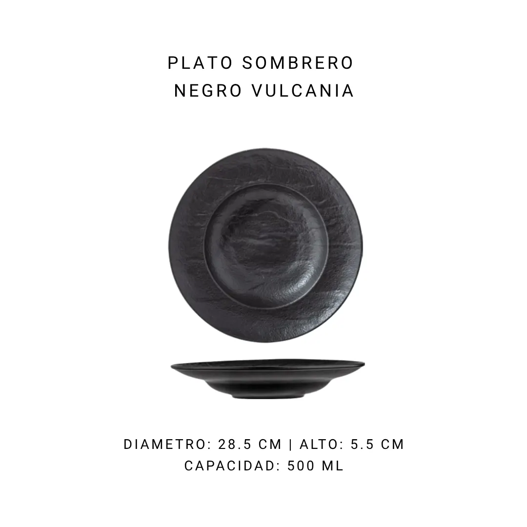 Plato sombrero negro Vulcania 28,5 cm (550 ml) — alquiler en Bogotá