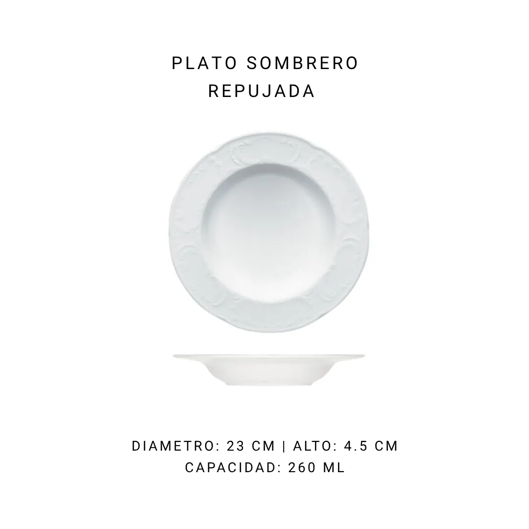 Plato sombrero repujado 23 cm — alquiler en Bogotá