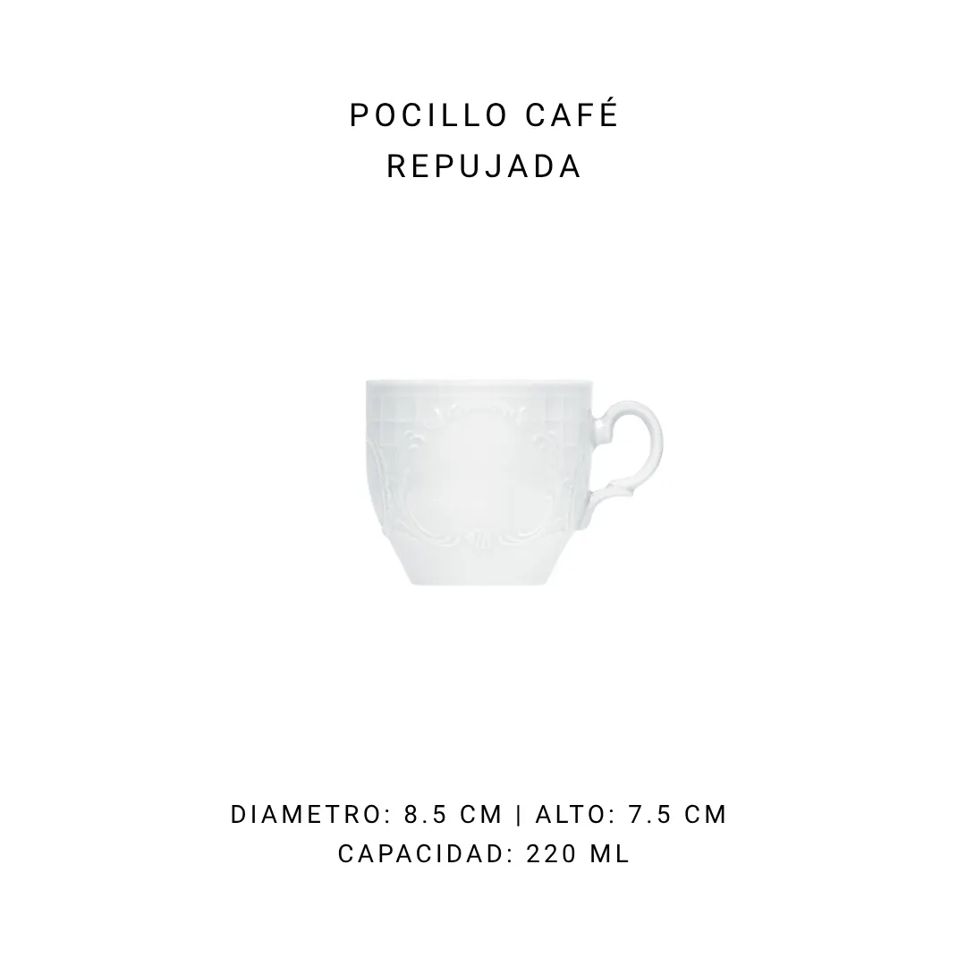 Pocillo cafe repujada (220 ml) — alquiler en Bogotá