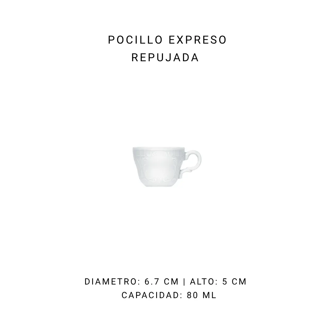 Pocillo expreso repujada (80 ml) — alquiler en Bogotá