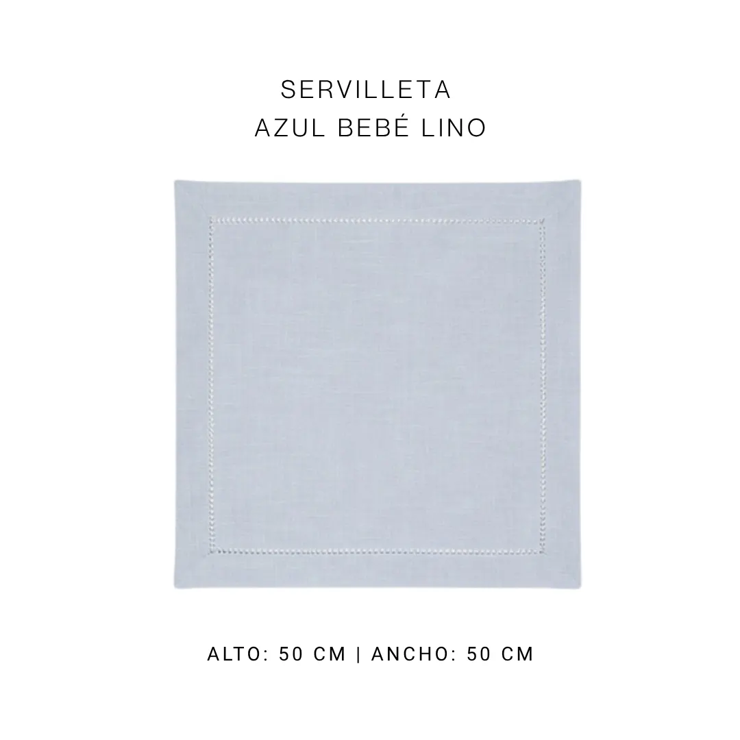 Servilleta azul bebe lino — alquiler en Bogotá