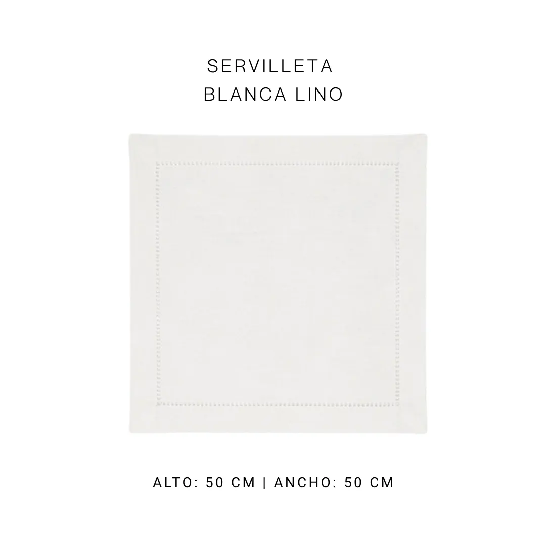 Servilleta blanca lino — alquiler en Bogotá