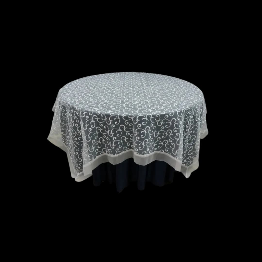 Tapa organza enredadera blanca — alquiler en Bogotá