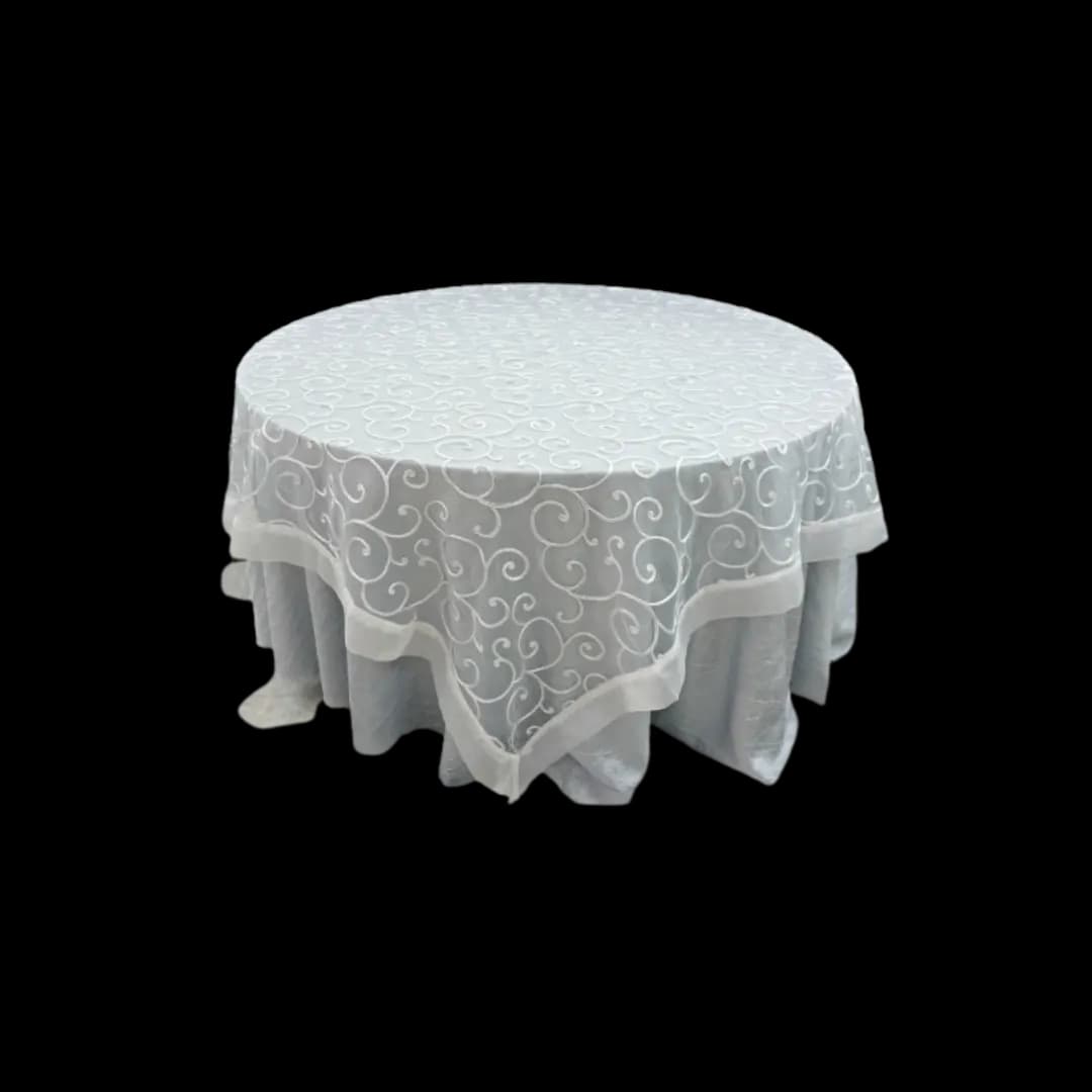 Tapa organza nana plata — alquiler en Bogotá