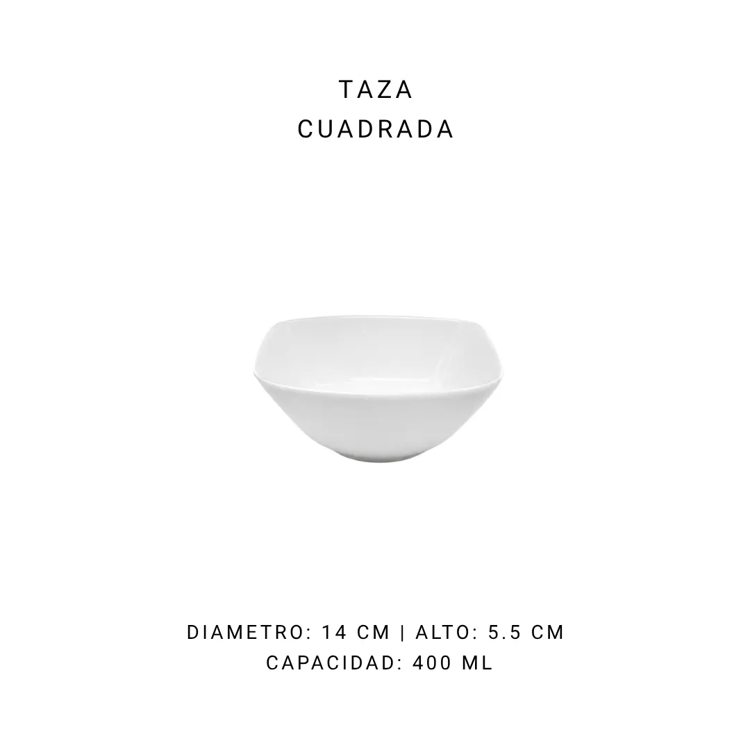 Taza cuadrada (390 ml) — alquiler en Bogotá